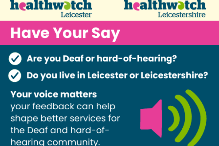 Landscape A5 poster saying Have Your Say for the deaf or hard of hearing.
